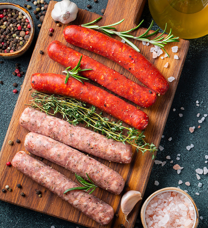 Sausages, from our farm raised pork.